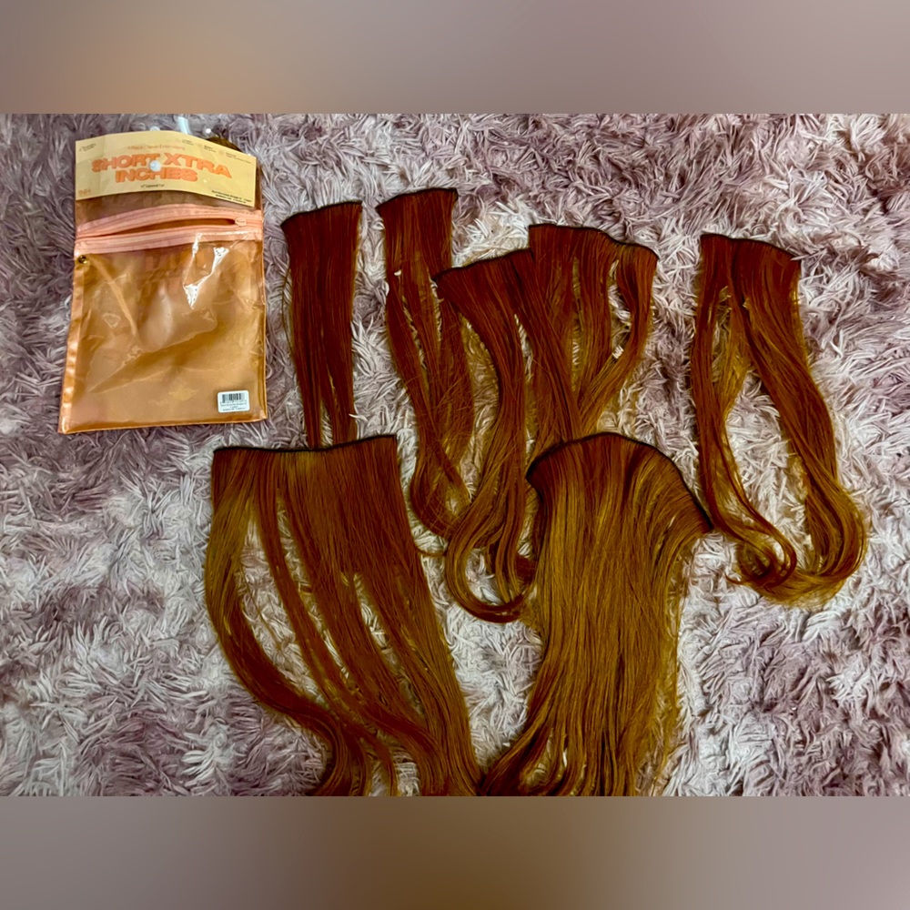 Ginger copper hair extensions 15” layered cut